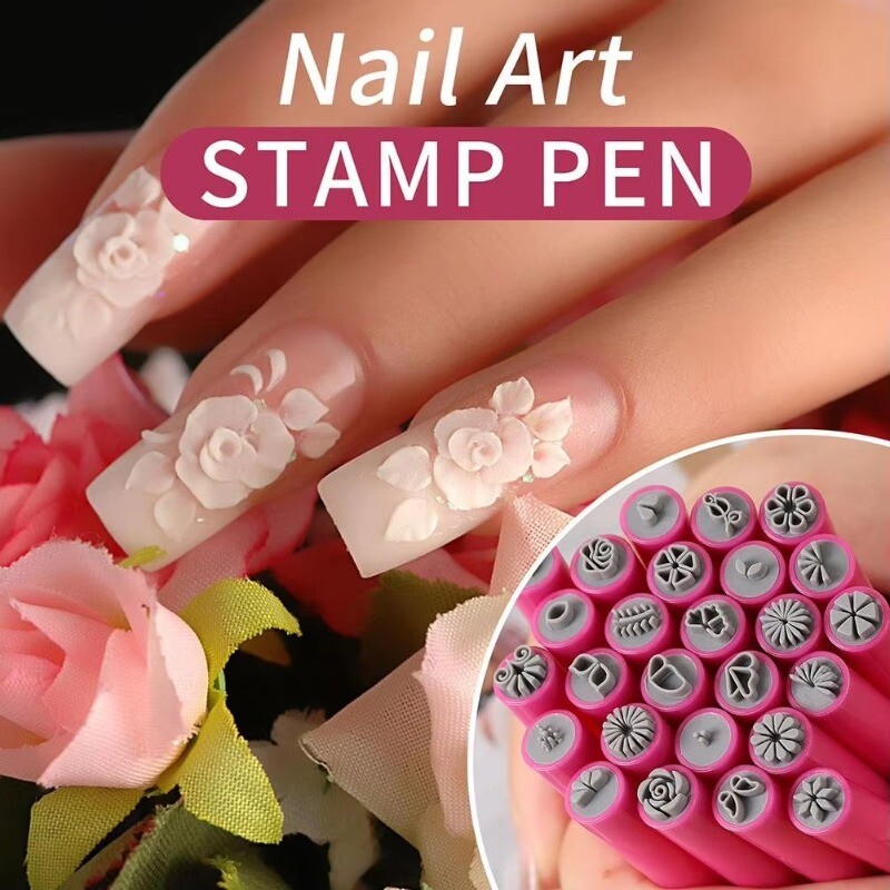 6PCS DIY Nail Nail Art Stamp Pen Set Art Dotting Tools Set for Girls Women