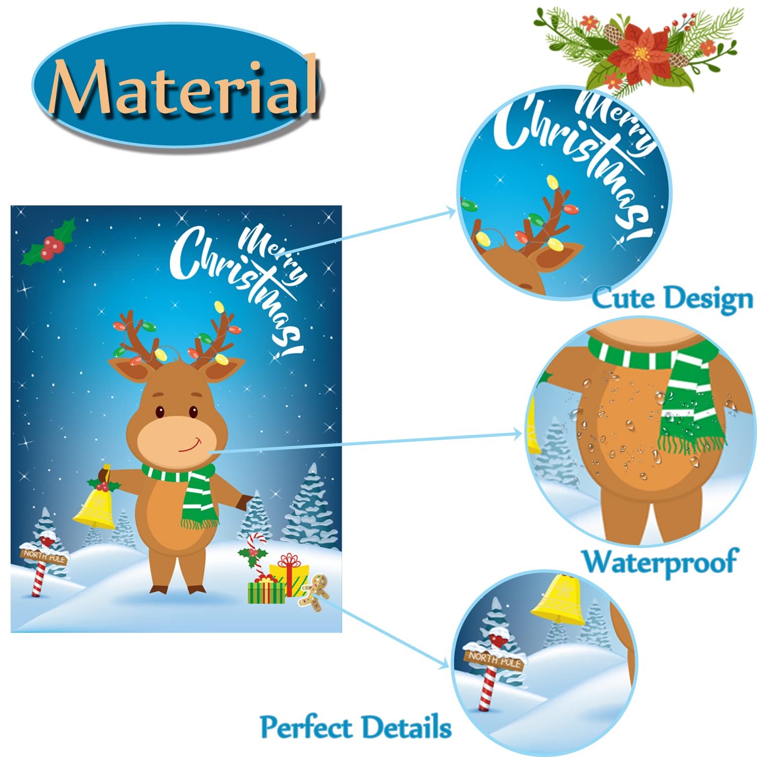 Funnlot Christmas Games 27 inches x 21 inches, Pin the Nose on Reindeer