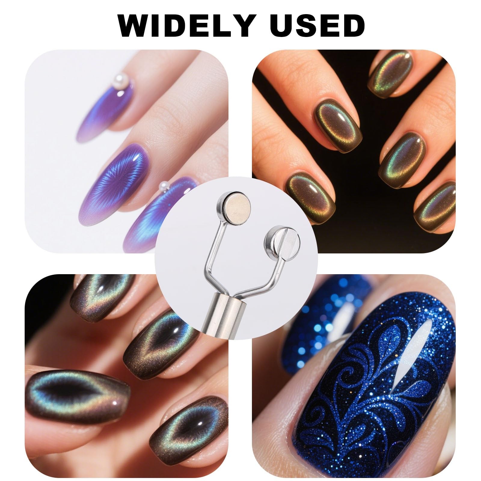 3 in 1 Cat Eye Magnet for Nails, Nail Design Tool Y-Shaped Double Head Silver