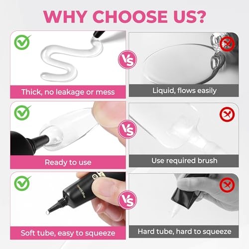 15ml Quick Drying Semi Solid Nail Glue Gel with 10ml Remover for Press On