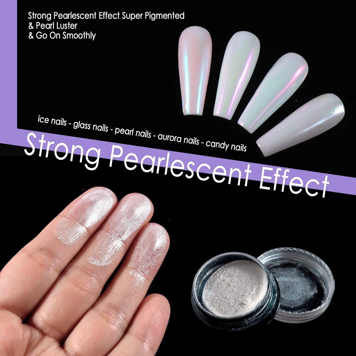 Luxury Nail Art Glitter Powder – 4 Iridescent Metallic Shades for DIY Elegance