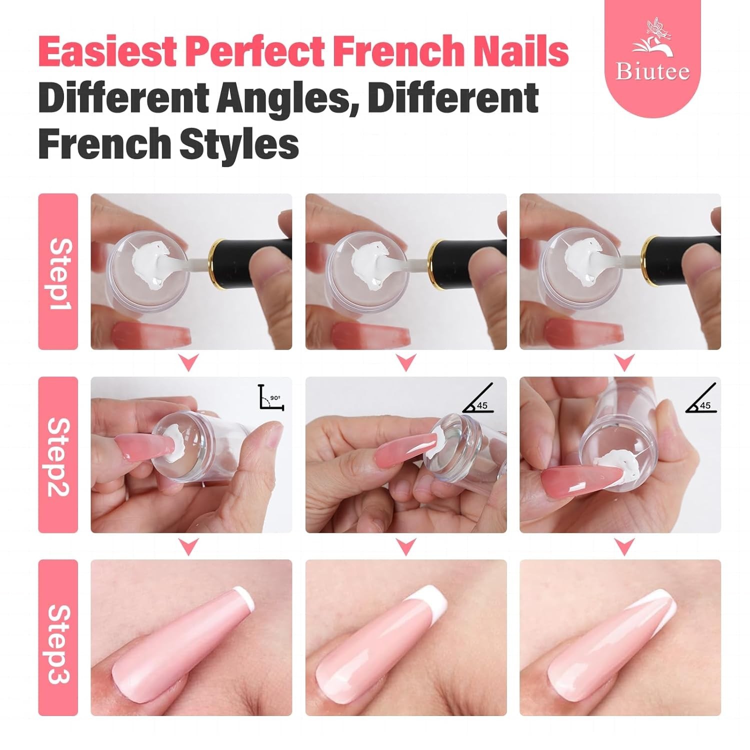 French Tip Nail Stamp 4PCS Nail Art Stamper Kit with Replacement Nail Stamper…