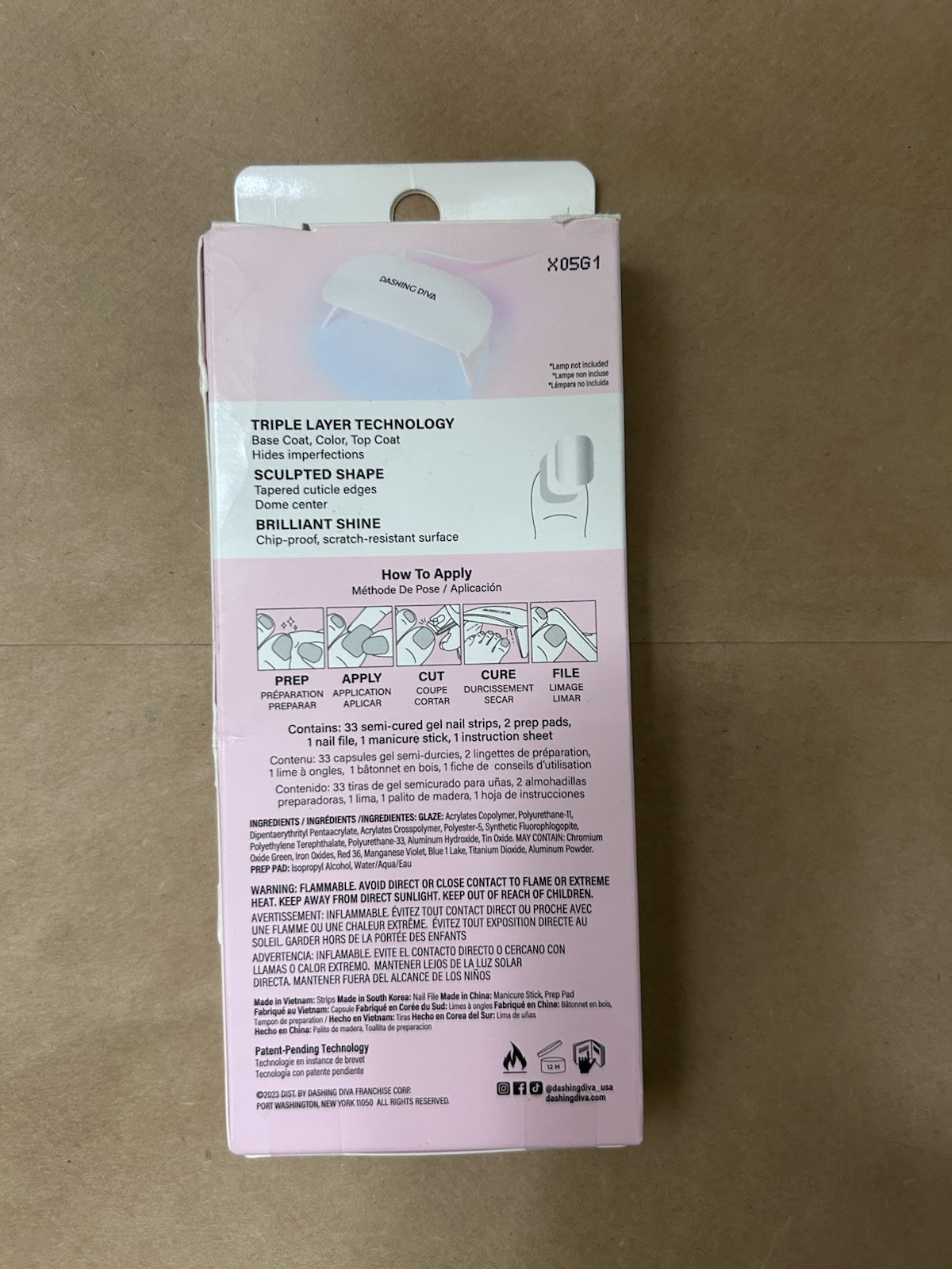 Dashing Diva Glaze LED Semi-Cured Gel Pedicure Strips White Shiny 33ct X05G1