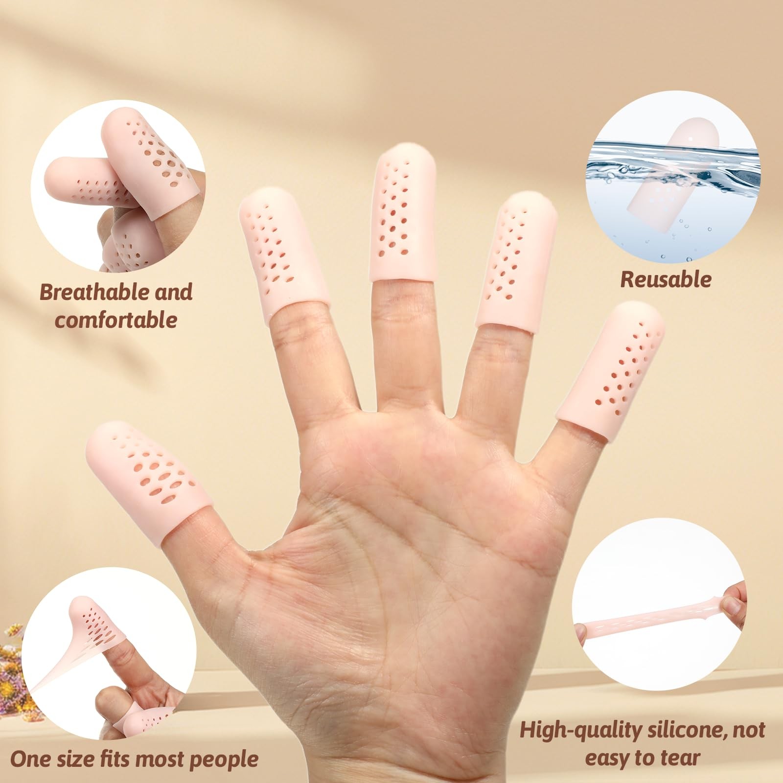 12 Pcs Gel Finger Cots with Air Holes, Breathable Silicone Finger Protectors …