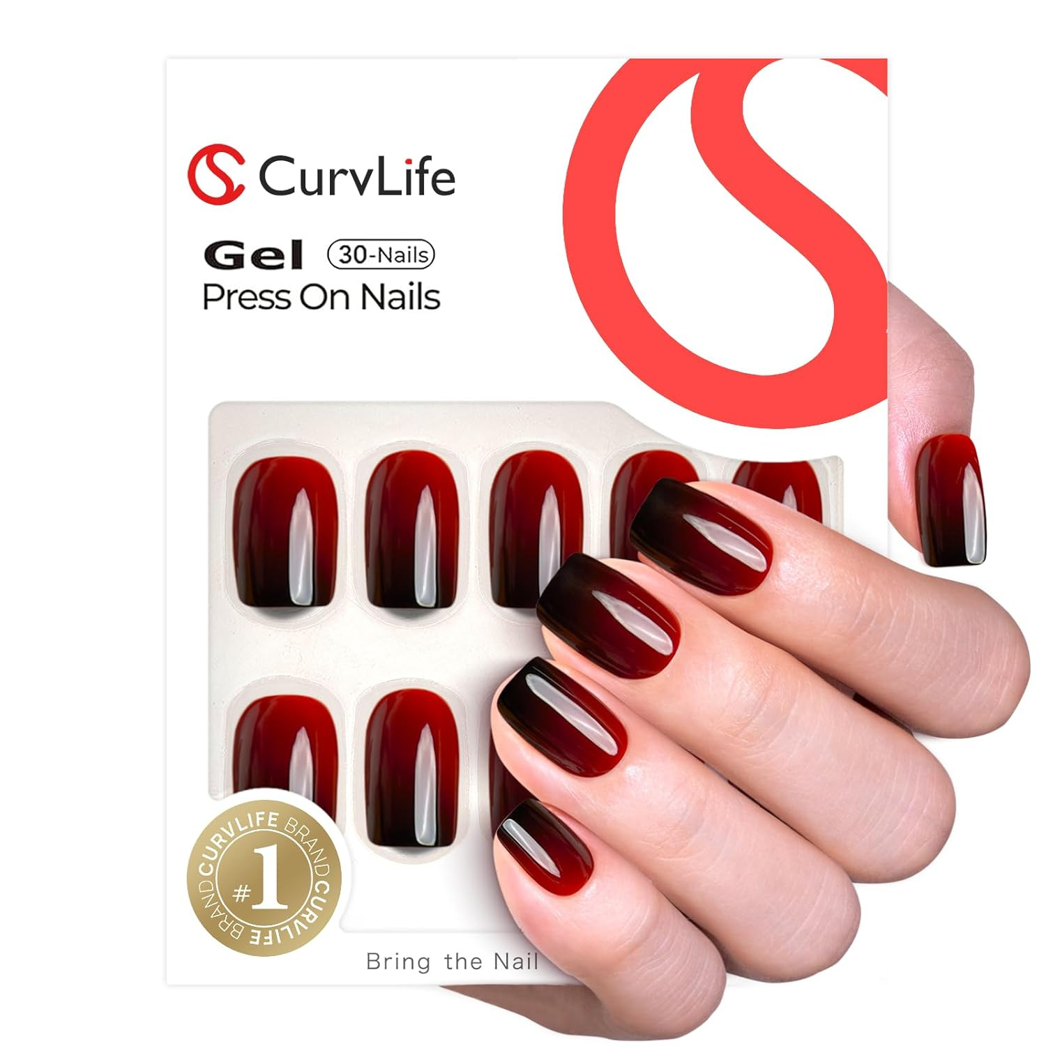 Press on Nails Short Square Acrylic Fake Nails with Apricot Design Full Cover Fa
