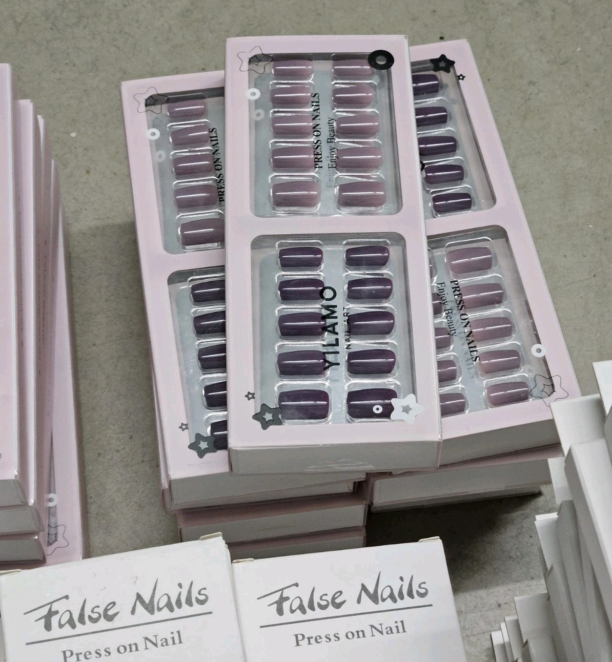 Bulk Lot Of 194 Different Brand Press-On Nails, Large Variety of Sizes And Style