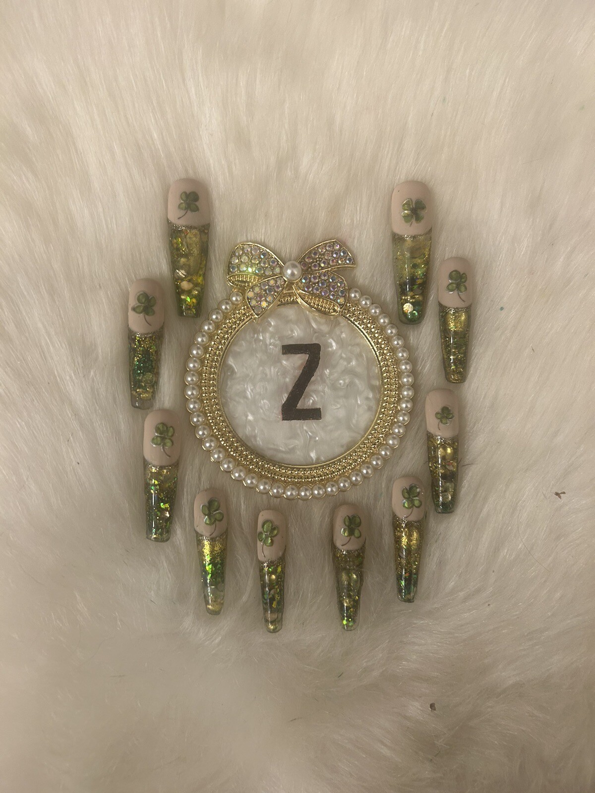 Z NAILZ! Artisan Gold/Green St. Patrick’s Day Aquarium Press On Nails