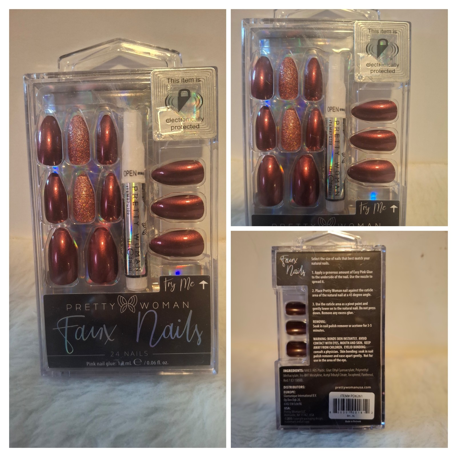 24pc Pretty Woman Faux Glue Press On Nails (Glue Included)