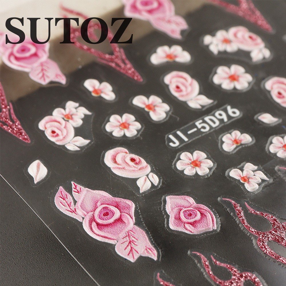 3D Flower Petal Embossed White Daisy Floral Nail Art Stickers Decor Slider NH29