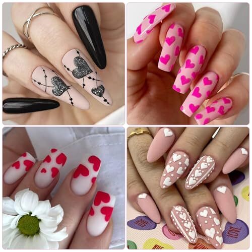 Valentine’s Day Nail Art Stickers – Glitter Sexy Heart Nail Decals, Self