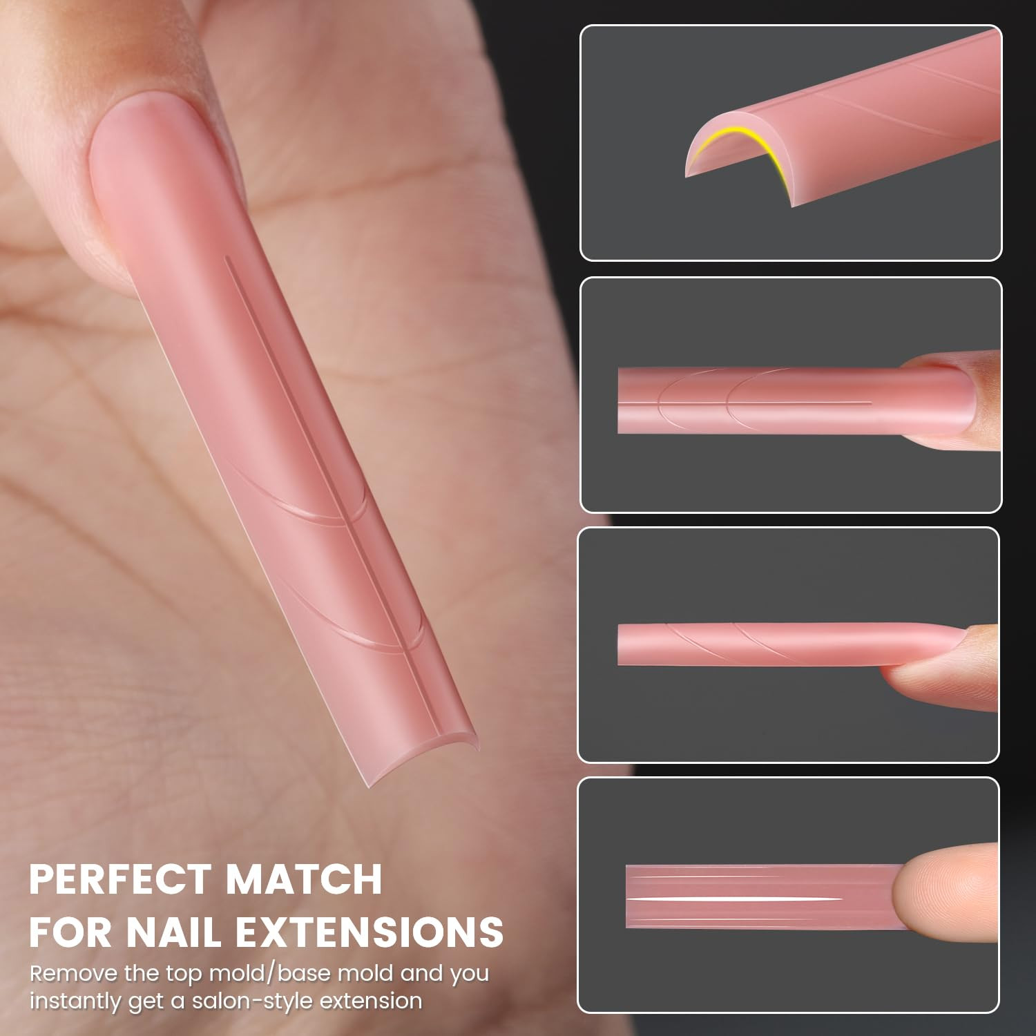 Original Sandwich Nails Dual Forms – 240Pcs Long Coffin Nail Mold for Quick Nail