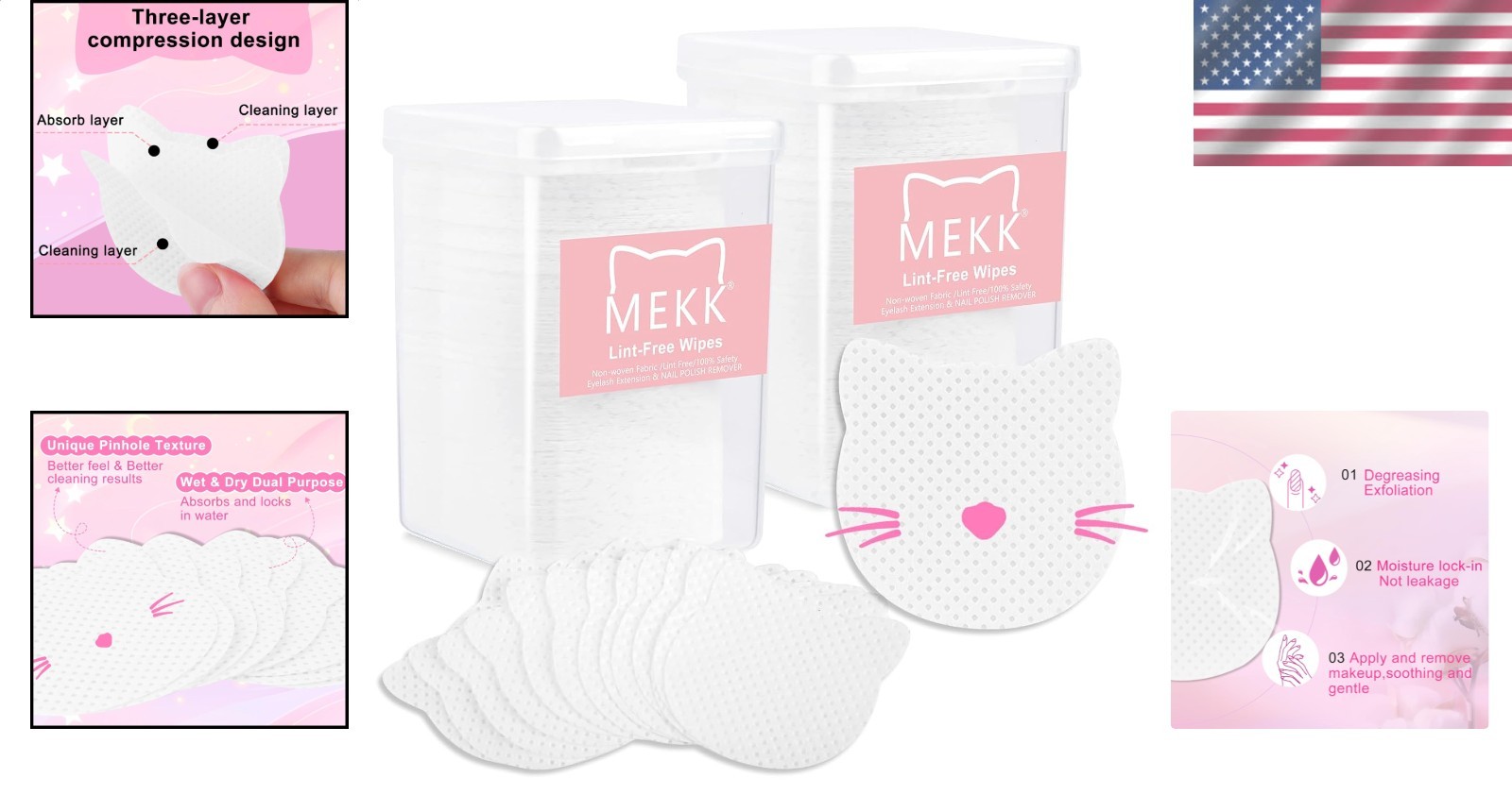Nail Wipes 400PC Cat Shape Lint Free Super Absorbent Gel Polish Remover Pads …
