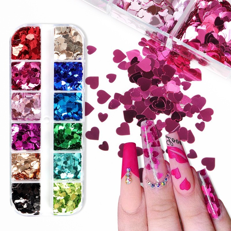 Multi-Color Heart Love shape Nail Art Sequin Glitter Flakes DIY Decor for Nails