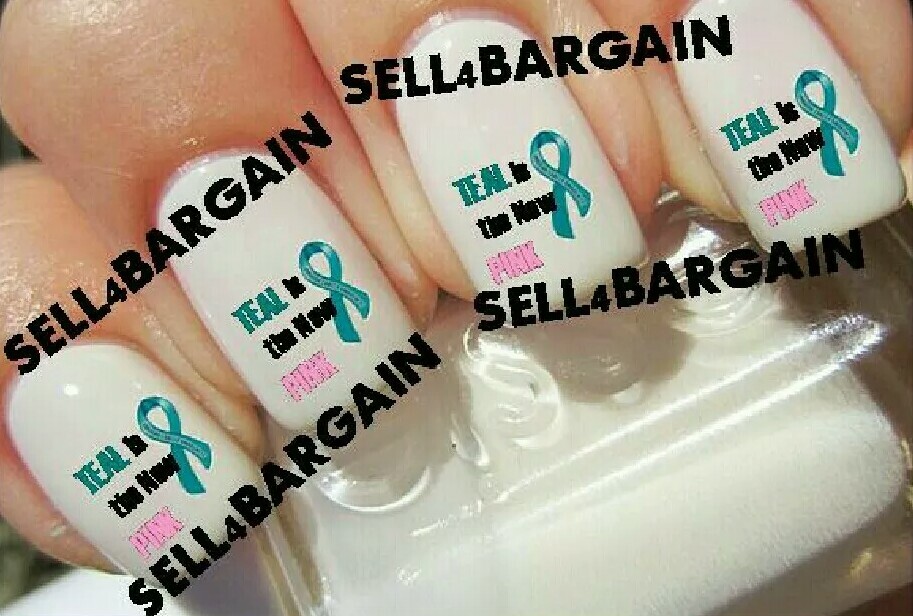 Teal is the New Pink》Ovarian Cancer Awareness Ribbon》Nail Art Decals