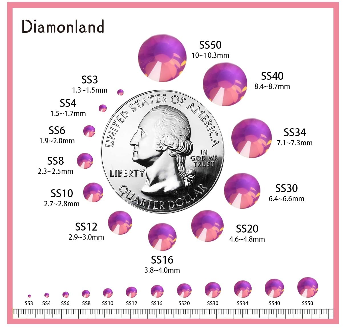 Diamonland Flatback Glass Crystal Rhinestones Rounds Gems for Bedazzling Nail…
