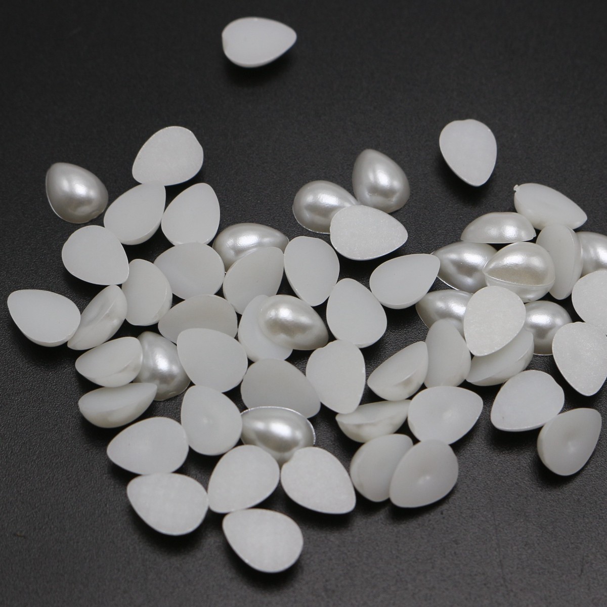 500 Pure White Tear Drop Half Pearl Bead Flat Back Gem 6X8mm Scrapbook Flatback