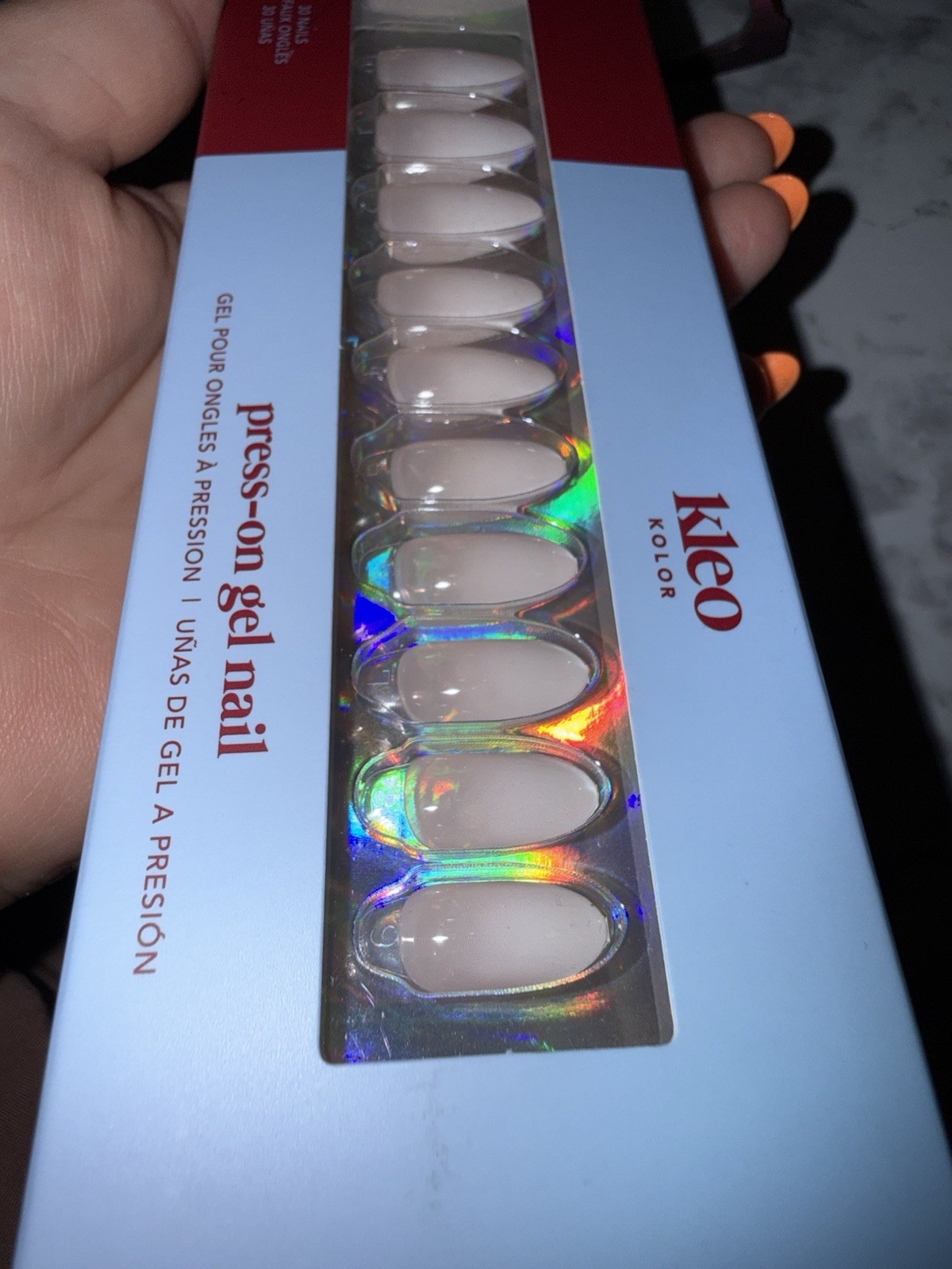 New Kleo Kolor Press-On Gel Nails – Almond Pink Cloud