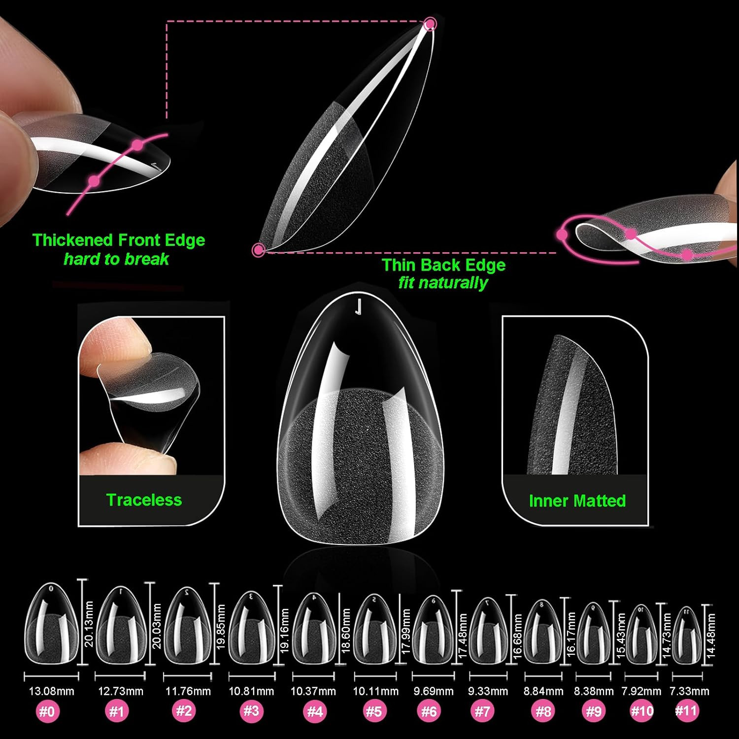Gel X Nail Kit Almond, 552Pc Short Nail Tips with U V Lamp, 5 in 1 UV Glue | Pre