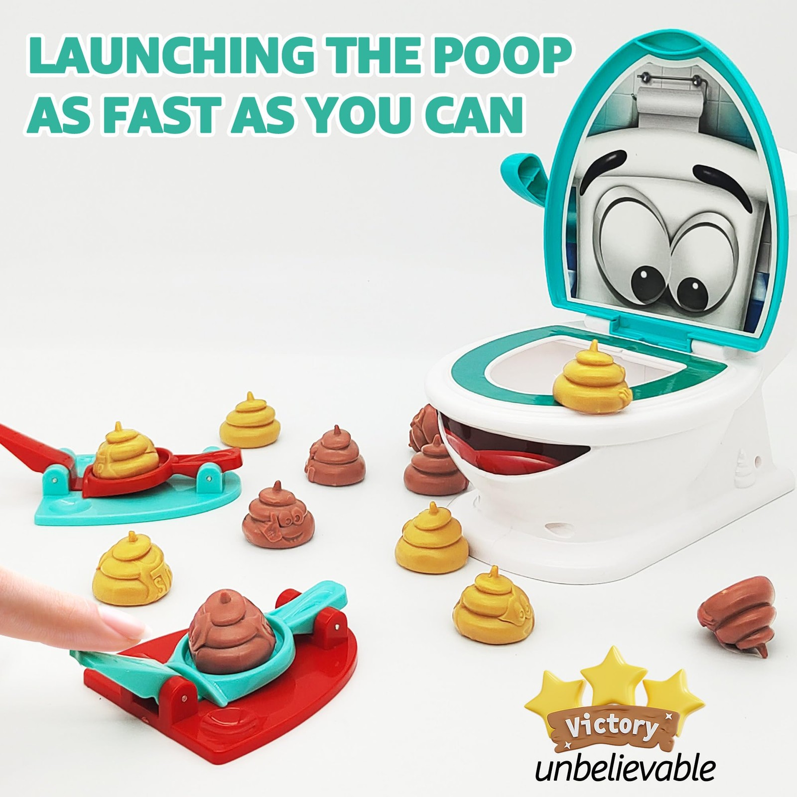 Anemeeoke Poop Family Game – Funny Shooting – Fast and Medium, White