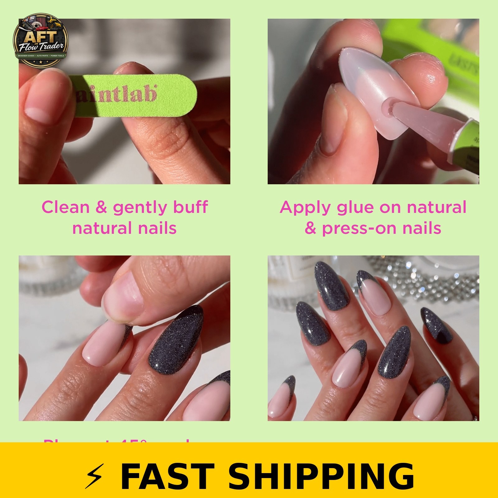 PaintLab Short Almond Press On Nails 3D Mermaid Shell Pink 30 Count