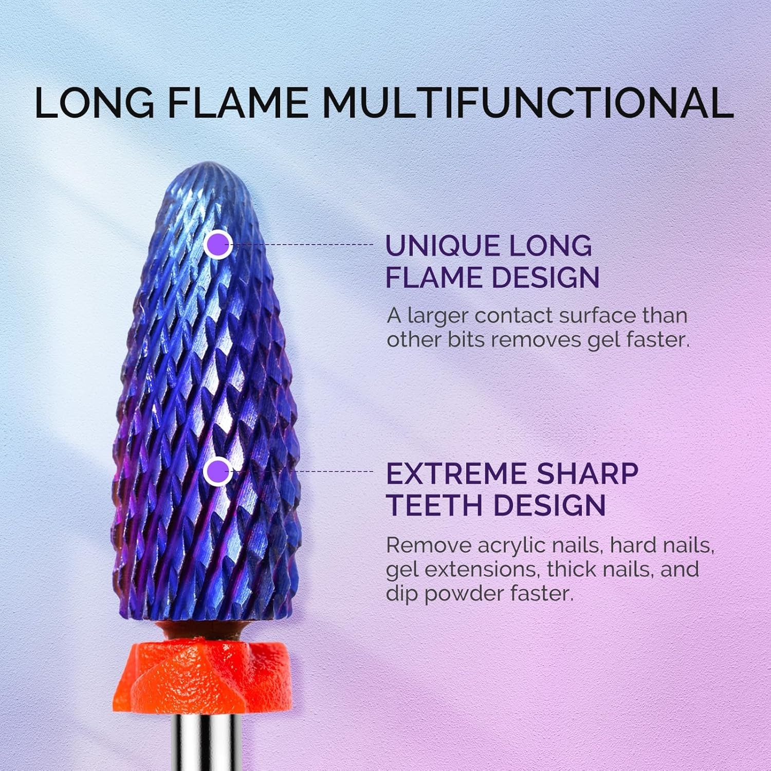 Nail Drill Bits Set, 3/32” Carbide Tungsten Bits, Long Fle,