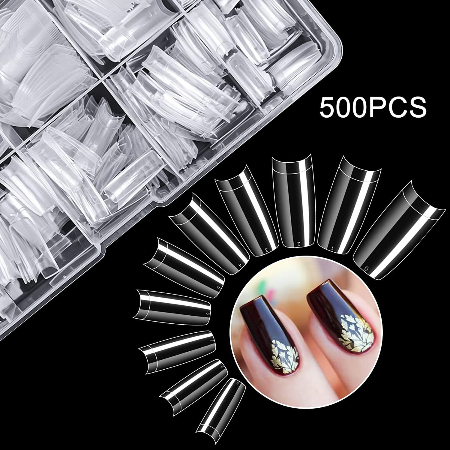 Krofaue 500PCS Clear False Nails Tips – Half Cover Lady French Style Acrylic Art