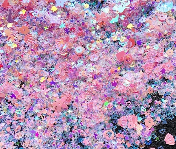 Heart Star Butterfly Craft Sequins Holographic Nail Glitte Confetti Pink-50g