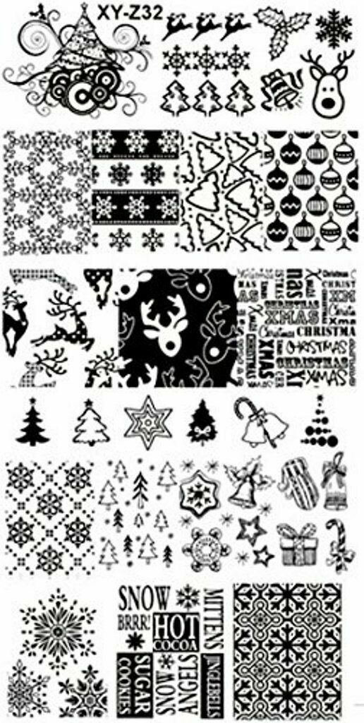 Nail Art Stamping Christmas Theme Stencil Manicure Template Image Plate XY