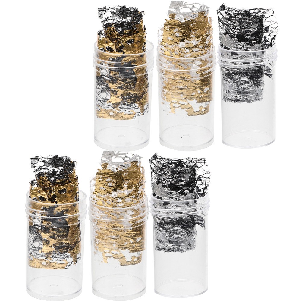 6Pcs Nail Art Flat Tips Gold Foil Assorted Color DIY Manicure Decor