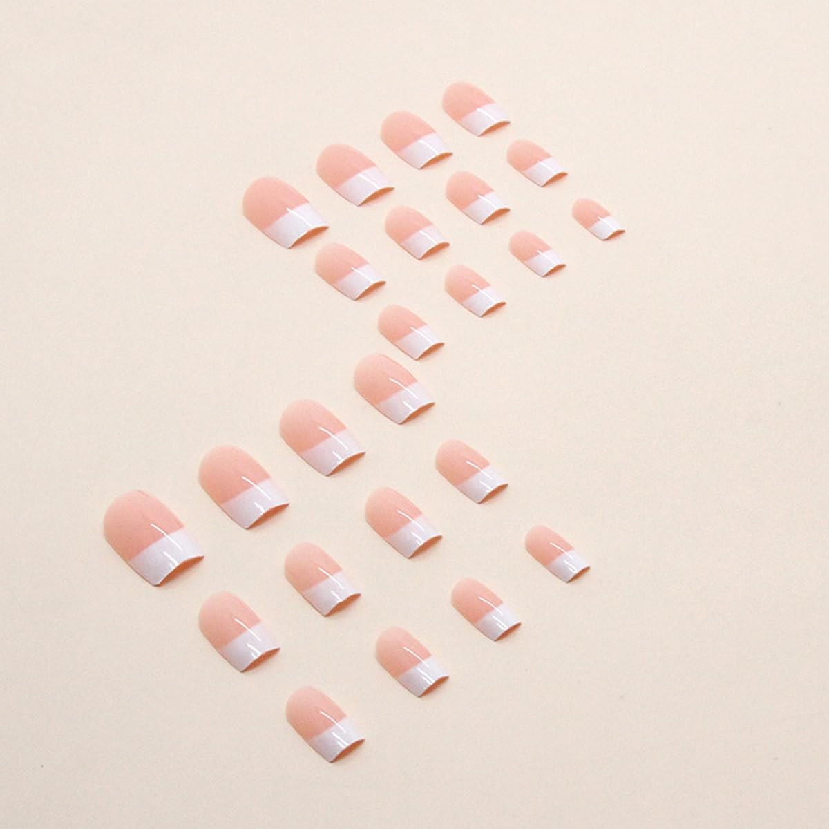 24pcs White French Tip Press on Nails, Pink Medium Square Fake Nails Glue on …