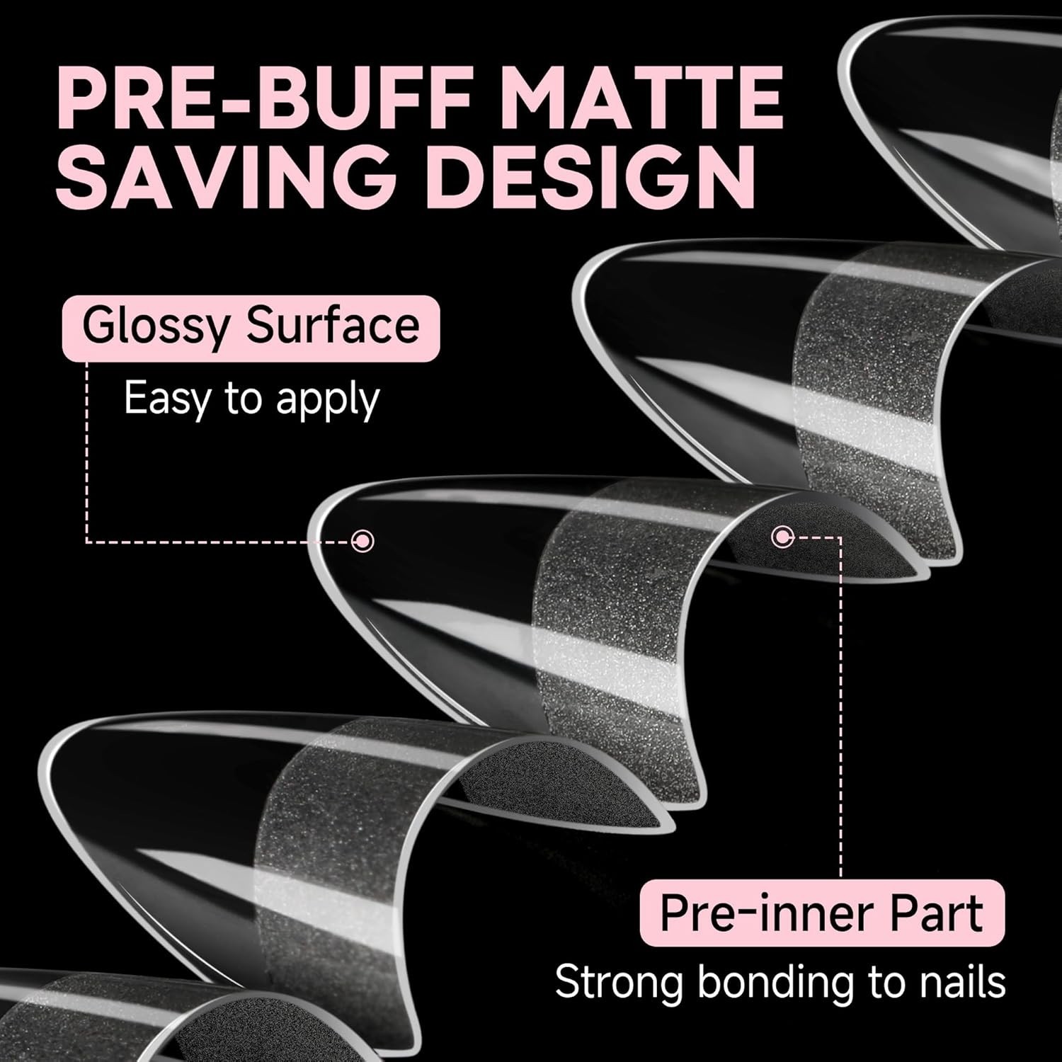 Matte Finish Almond Gel Nail Tips 216pcs Half Cover for Salon Quality Nails