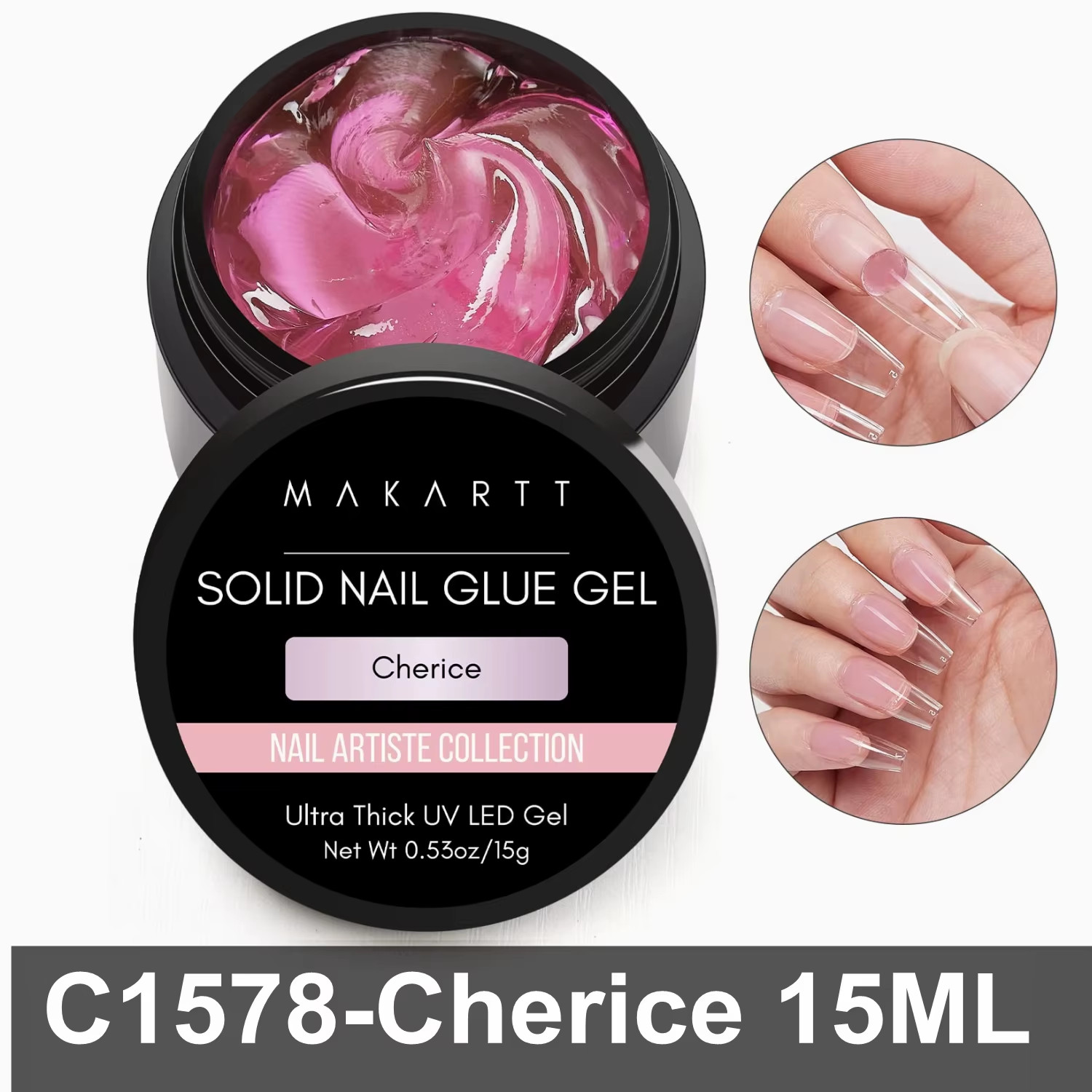 Solid Nail Gel for Acrylic Nail Tips Glue Gel Curing Needed UV Cured for Press o