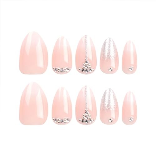 Short Almond Nails – Light Pink&White Gradient Light Pink & White Gradient