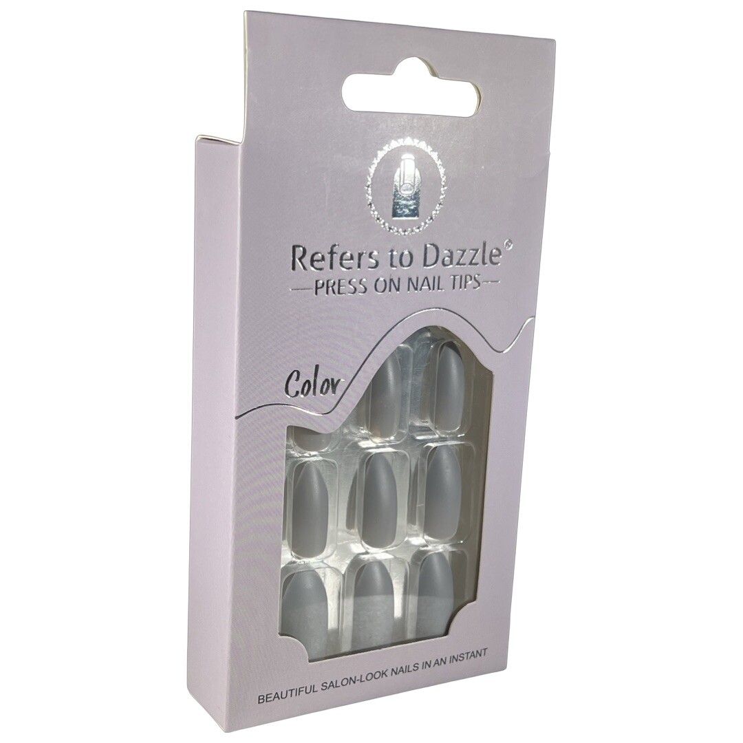 💅Dollar2million Press on Nail Tips,Gray ,False Nails, 12 Pieces,Teen/Adult💅