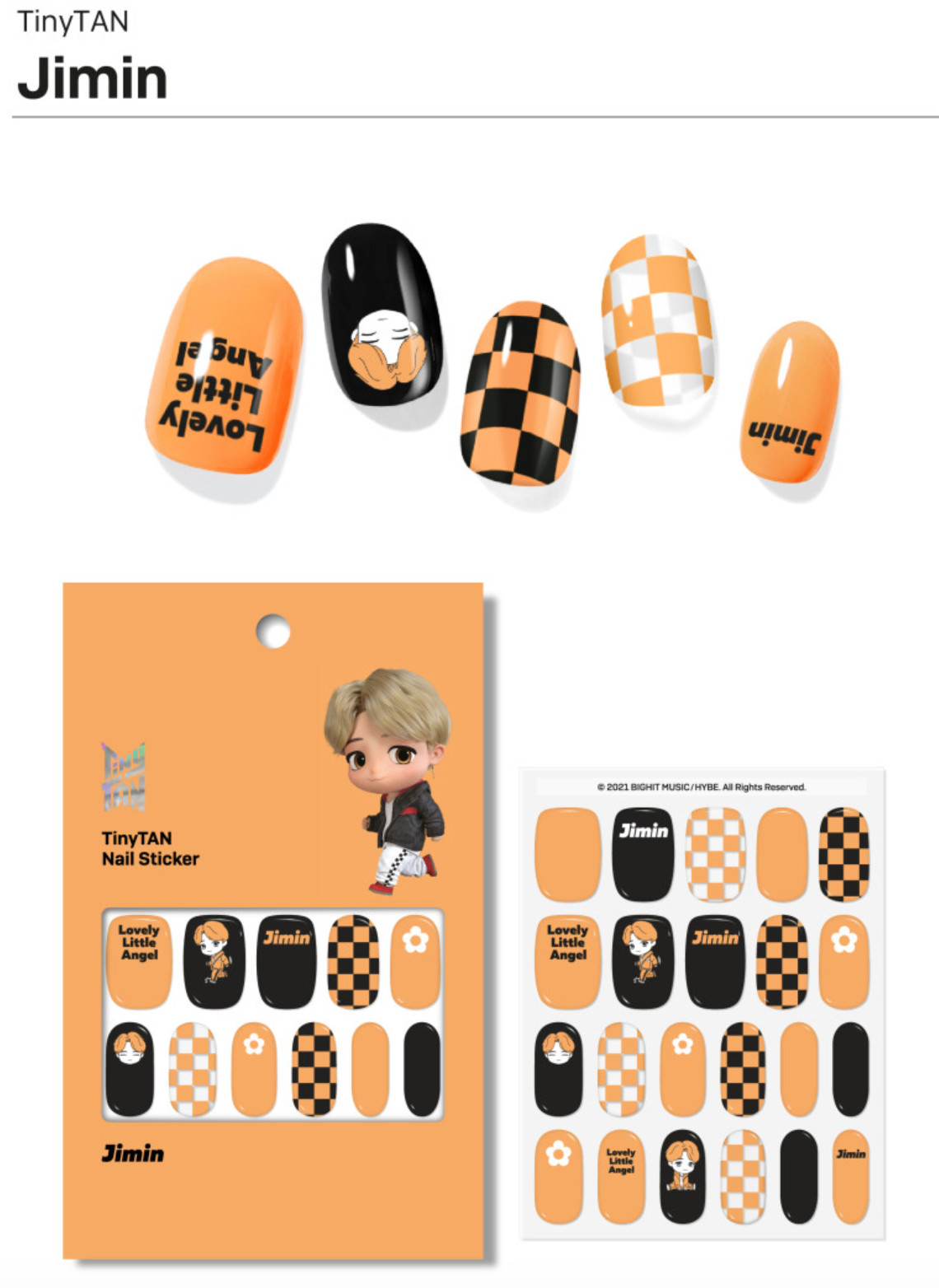 BTS TinyTAN Nail Stickers K-Pop Korean Nail Art Decal Set