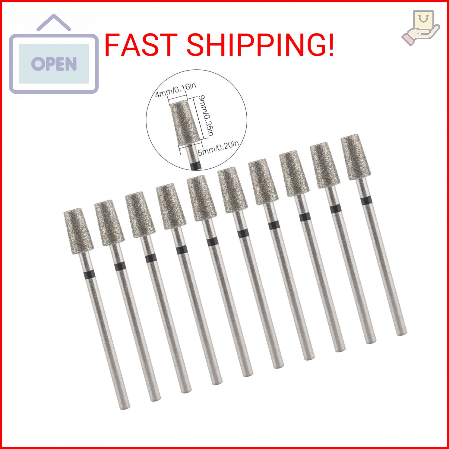 siyuwuro 10Pcs Nail Drill Bits Tapered Barrel Cuticle Drill Bit 3/32” Professio