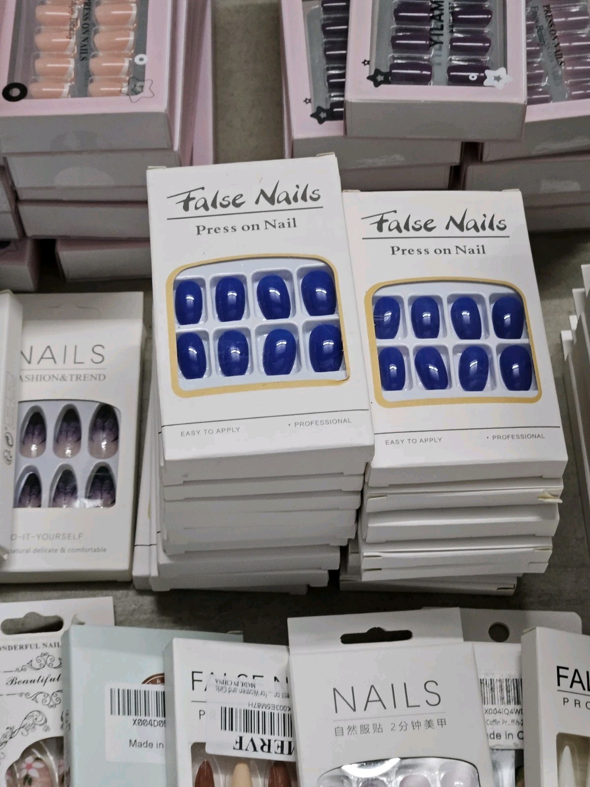 Bulk Lot Of 194 Different Brand Press-On Nails, Large Variety of Sizes And Style