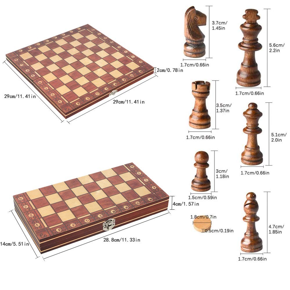 Luoyer 3-in-1 Chess Set Include Checkers 11.4 inches x