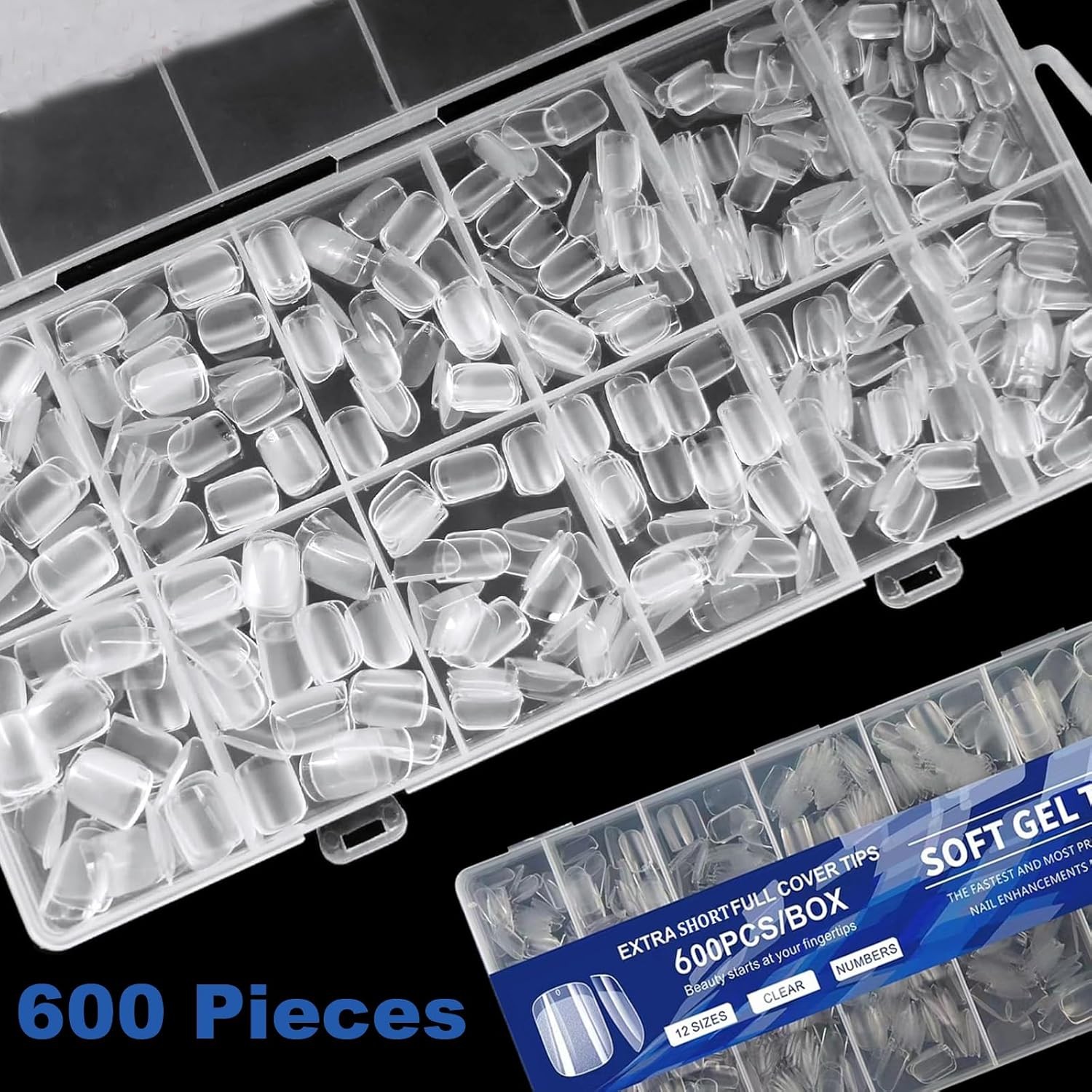 Extra Short Square Gel Nail Tips Full Cover Half Matt Wholesale 600Pcs