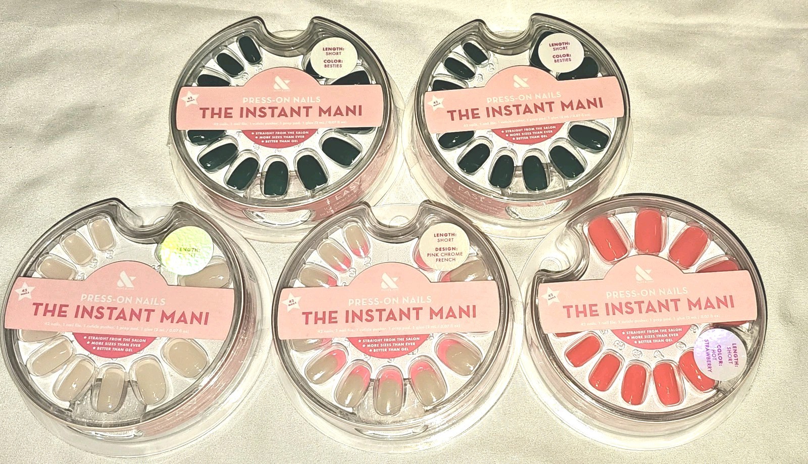 New Sealed Lot Of 5 Olive & June Presson Nails Short Length