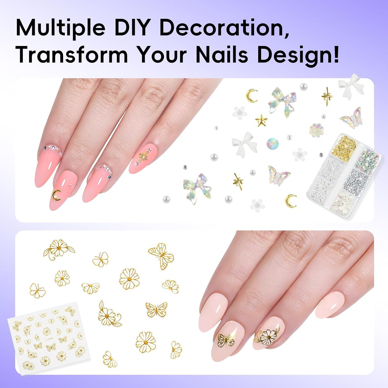 Gel Nail Kit, Short Medium Almond,240Pcs 12 Sizes Nail Tips with Nail Glue Mini