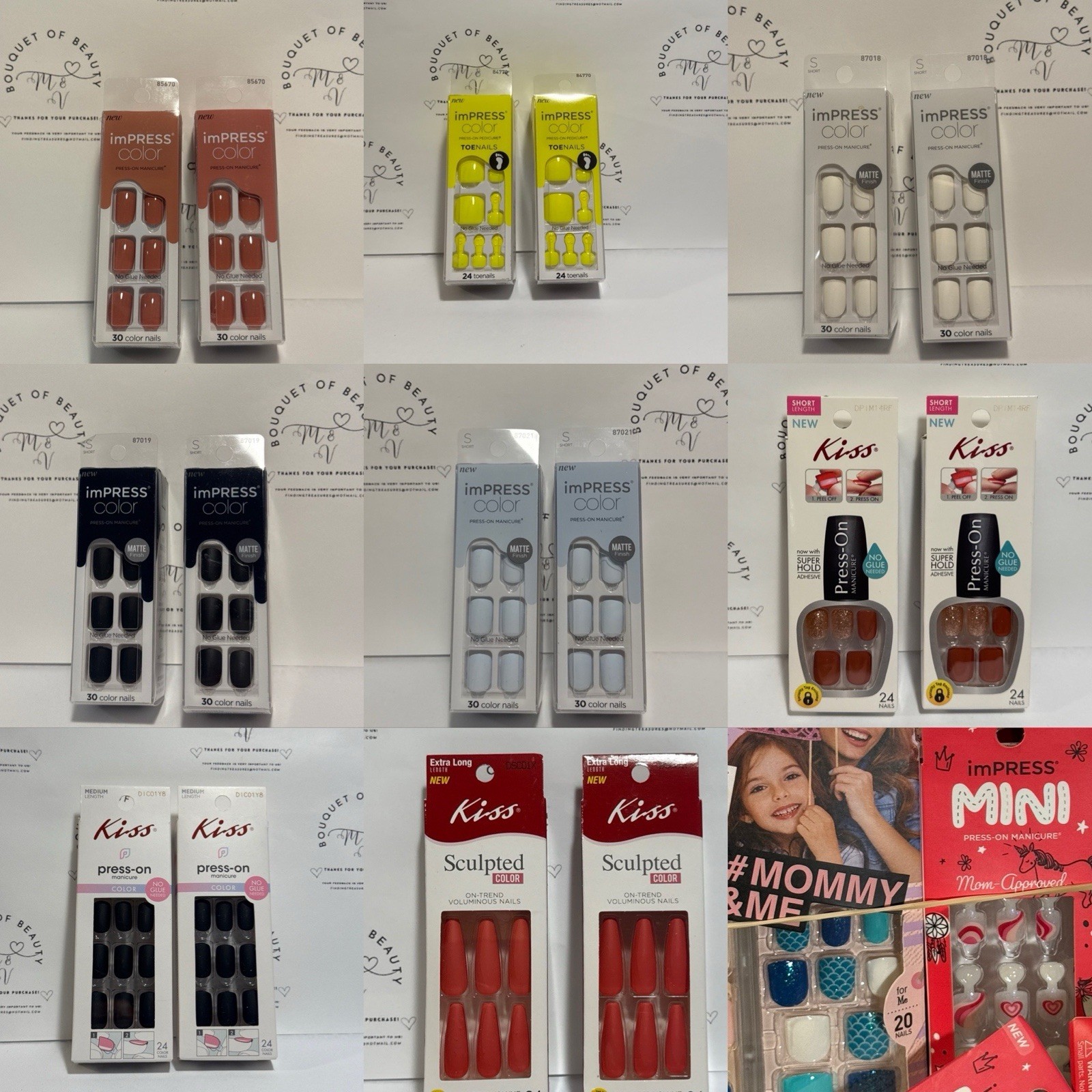 20,50,100~Kiss Nails,ImPress,PressOn,Acrylic,Fantasy,Voguish,Classy,*YOU CHOOSE*