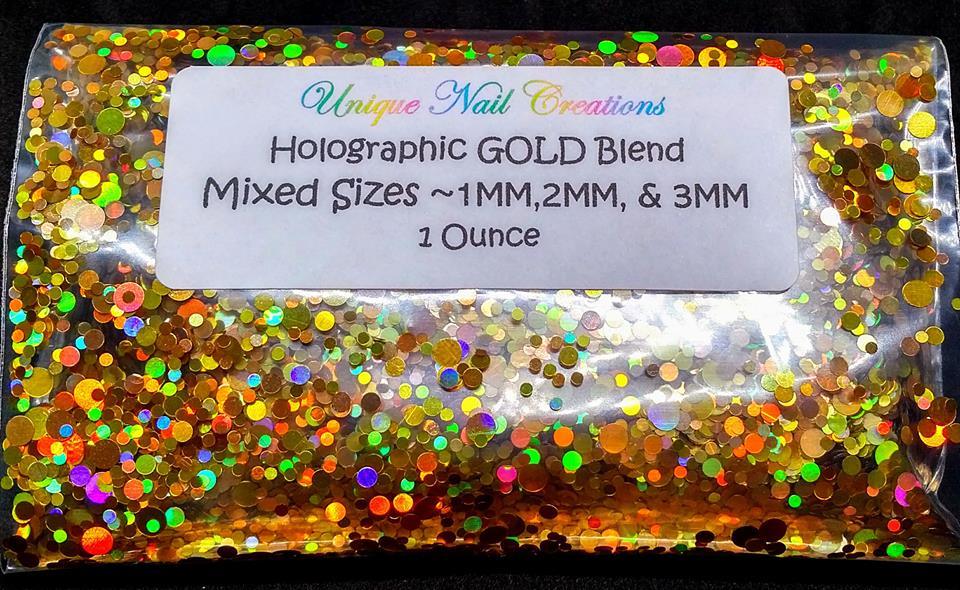 Bulk 1 OZ Holographic~DOT Shape Glitter~Multi-Sizes~U CHOOSE Color~ USA