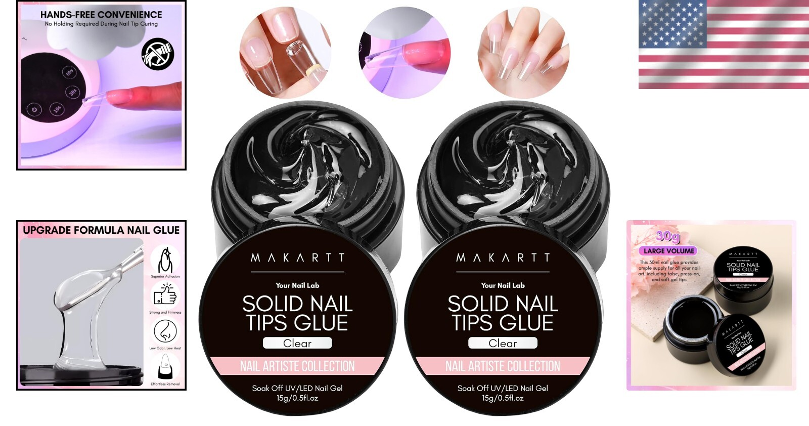 Ultimate Nail Art Companion: 2x15ml Solid Nail Glue Gel for Seamless Application