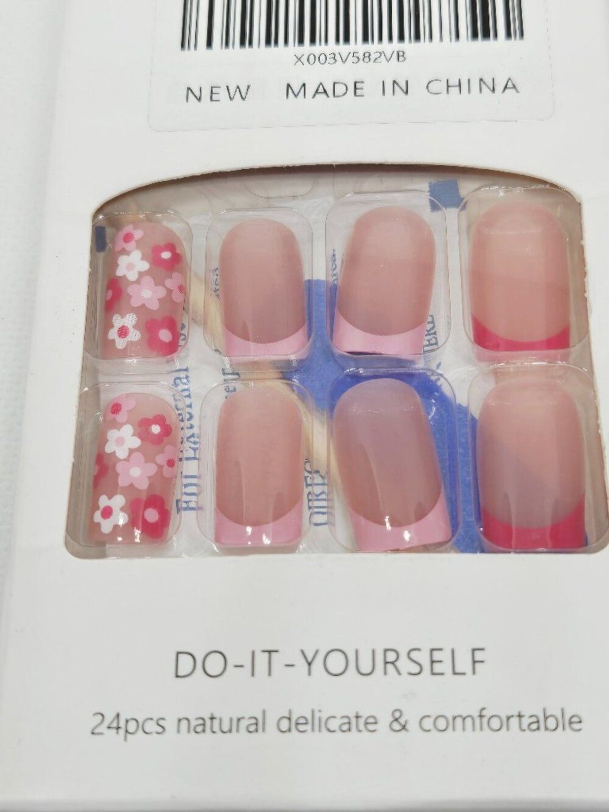 3 BOXES NATURAL PRESS ON NAILS PINK ROSE, PINK FLORAL & FRENCH NIB 72 TOTAL