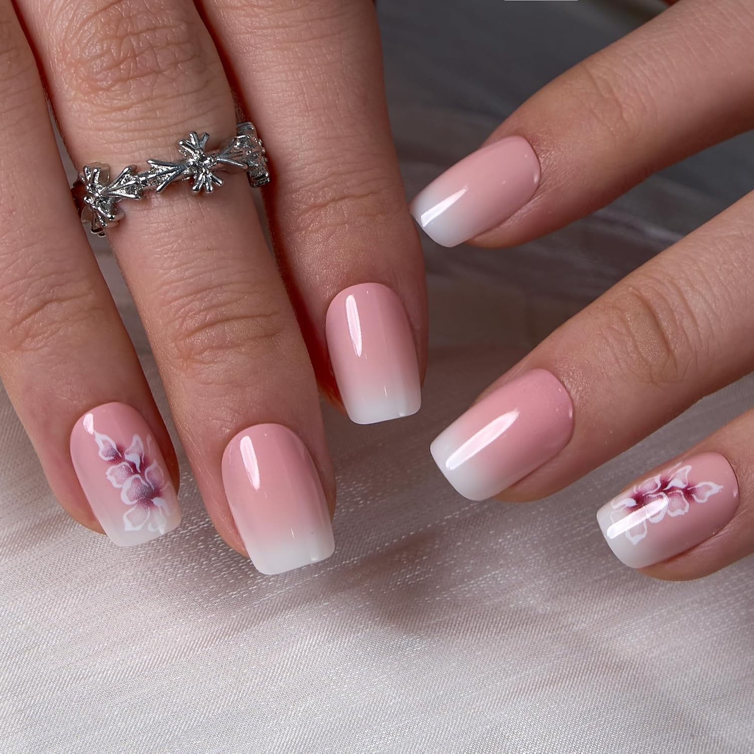 Curvlife Soft Gel Press on Nails Short Square Acrylic Fake Nails