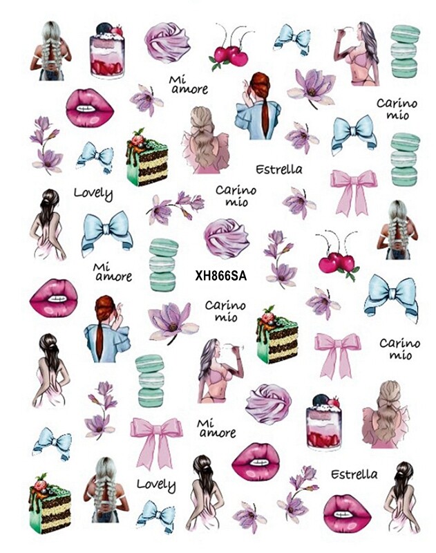 Fashion Accessories Nail Sticker life Perfume Handbag High Heel Flower Decals