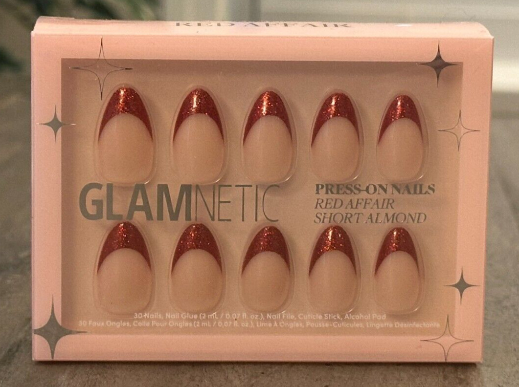 Glamnetic Press On Nails Red Affair Short Almond Pack of 30