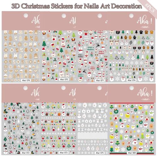 Christmas Nail Stickers Winter Snowman Snowflake Nail Art Stickers 8PCS style1