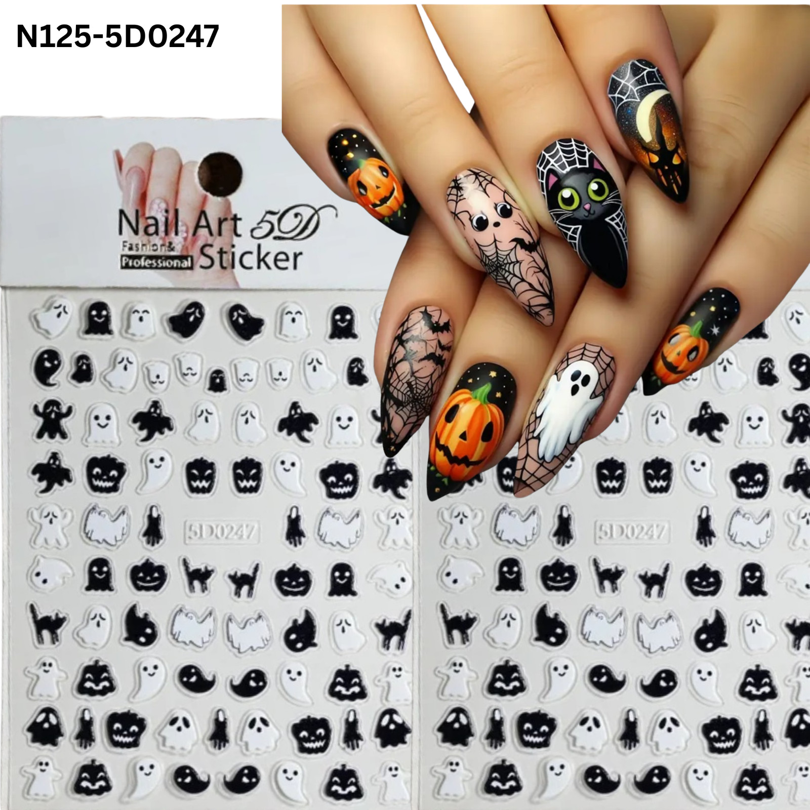 Halloween Spooky Nail Stickers 5D – Easy DIY Nail Art for Party & Cosplay